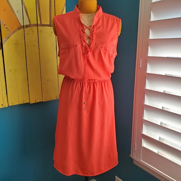 Plus Size Coral Sleeveless Dress Size 1X - Picture 5 of 10